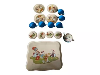 1930s Mickey Minnie Mouse Picnic Tin Litho Tea Set OHIO ART • $150