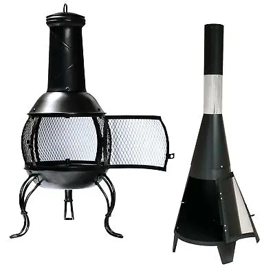 Outdoor Chiminea Garden Patio Log Burner Wood Fire Heater With Steel Chimney • £49.95