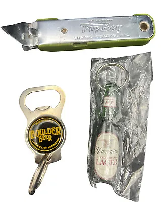 Lot Of 3 Beer Brewery Advertising Keychain Bottle Open Boulder Yuengling Tap Boy • $9.58