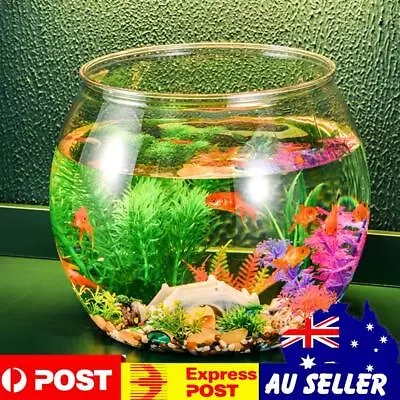 Clear Round Goldfish Bowls Desktop Terrarium Shatterproof For Living Room Office • $28.59