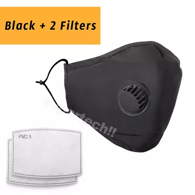 Washable Reusable Anti Air Pollution Face Mouth Mask Respirator + Free Filters • $7.75