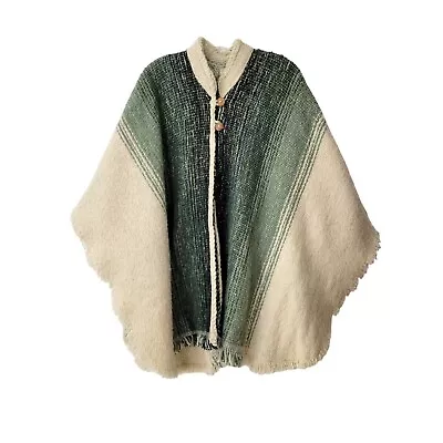 Vintage Handwoven Wool Poncho Hippie Boho Made In Ecuador • $39
