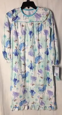 Frozen Youth Large 10 12 Girls Night Gown Long Pull Over Frozen Printed Pattern • $8.80