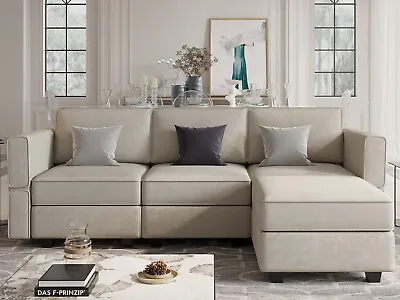 Modular Sectional Sofa Couch With Reversible Chaise Velvet L Shaped Couch Sofa  • $440