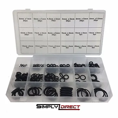 225Pc O RING SET Assorted O-Ring Washer Kit Pack Rubber ORing Seals Plumbing Tap • £6.75