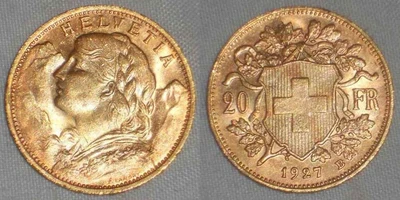$677.77 • Buy 1927B Beautiful Gold Coin Switzerland Swiss Confederation Twenty Francs AU