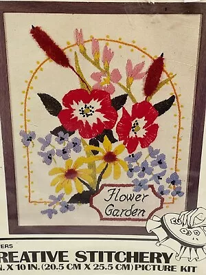 Vogart Crafts Creative Stitchery Kit Crewel Flowers 8x10 Floral Needlepoint VTG • $14.95