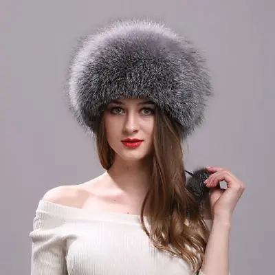 Real Fur Hat Women Pu Leather Mongolian Princess Hat With Pompom Warm Beanie Cap • $66.16
