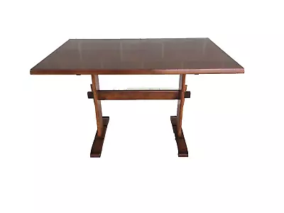 L. Hitchcock Riverton Finish Maple Paint Decorated  48  Trestle Dining Table • $1295