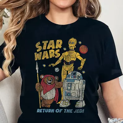Funny Return Of The Jedi Droids And Ewok T-Shirt May The 4Th Be With You Tee • $16.99