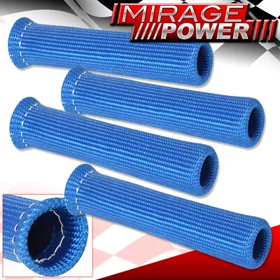 Universal 4X 1200? Thermal Spark Plug Wire Heat Shield Sleeve Header Boost Blue • $22.99