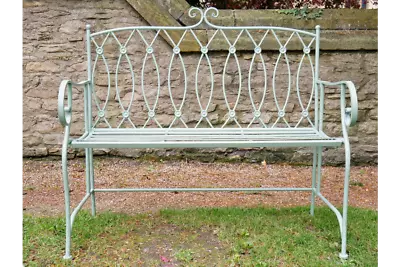 Vintage Style Metal Garden Bench Pistachio Finish Rustic Metal Garden Bench 6404 • £149.99