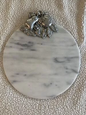 Vintage Marble Cheese Cutting Board Approx. 12” Wide - Fruit Decoration • $25