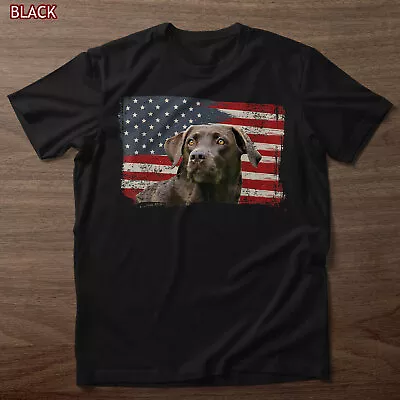 Patriotic USA Flag Black Labrador Gift For Lab Owners T-Shirt Pet Lovers Shirts • $13.99