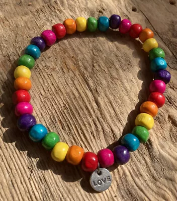 £3.10 • Buy Rainbow LoVe Boho Hippie Hippy Yoga Festival Bead Stretchy Ankle Bracelet Anklet