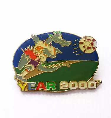 Dragon Soccer Player - Kicking Soccer Ball - Year 2000 - Lapel Pin - Vintage • $6.95