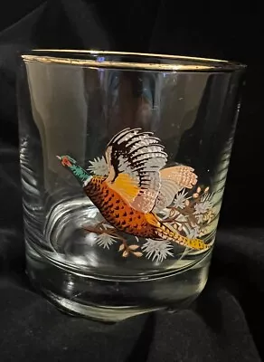 Vintage West VA Glass Co Pheasants Whiskey Glasses W/ Gold Band Set Of 6 • $24.99