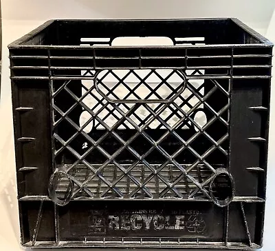 Vintage Black Heavy Duty Stackable Plastic Milk Crate Recycle HuskyLite 13x13x11 • $30