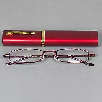 Slim Mini Reading Glasses Pocket Retro Readers With Case RED 2.75 Portable Metal • $6.99