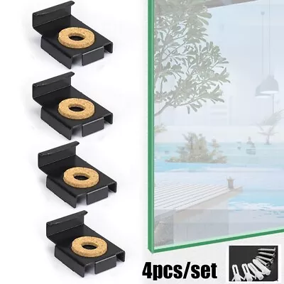4 Pcs Glass Clips Adjustable Non-slip Silicone Pads Easy To Install Zinc Alloy • £6.50