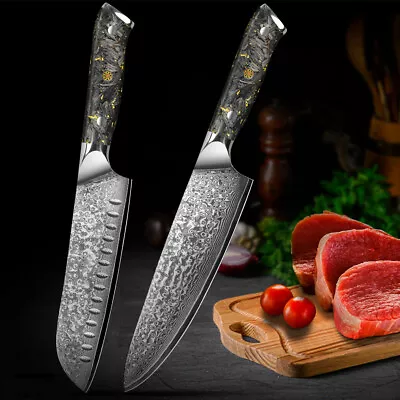 Damascus Kitchen Knife VG10 Damascus Steel Chef Santoku Knife For Home Kitchen • $99.99