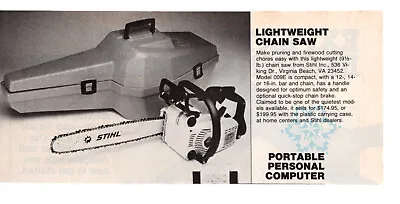 STIHL 009E Lightweight Chain Saw 1984 Vintage Print Ad Original Man Cave Decor • $7.49