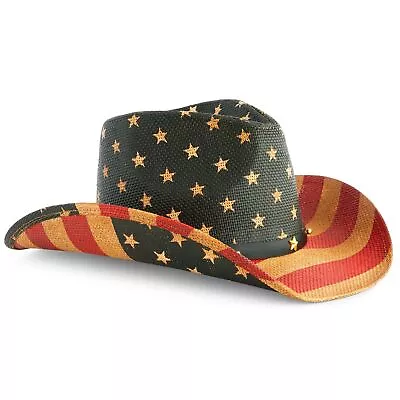 USA American Flag Cowboy Hat Looks Vintage Cowgirl Hat For Costume Party Unisex • $23.49