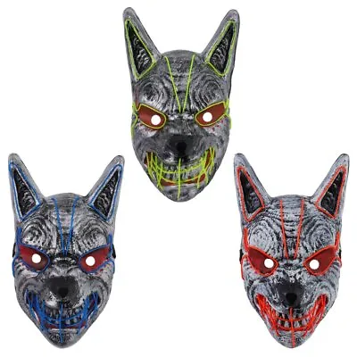 £10.49 • Buy Halloween LED Wolf Mask Light Up For Adults Kids Party Cosplay Prop Wire 3 Modes