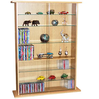 £176.99 • Buy BOSTON  Glass Collectable Display Cabinet  CD DVD Storage Shelves- Beech MS0641