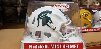 MICHIGAN STATE SPARTANS WHITE  NCAA Mini Speed Football Helmet RIDDELL • $27.95