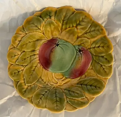 Sarreguemines ~ Vintage French Majolica  Apple  Dessert / Fruit Plate * Crazing* • $10