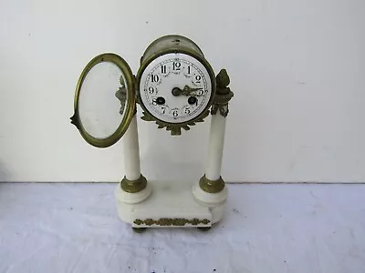 Antique Napoleon 3 Marble Portico Clock Clock Clock Clock Louis 16 Empire • $96.02