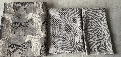 £7 • Buy 3 Remnants Zebra & Zebra Stripe Furnishing Fabric Prestigious Damara