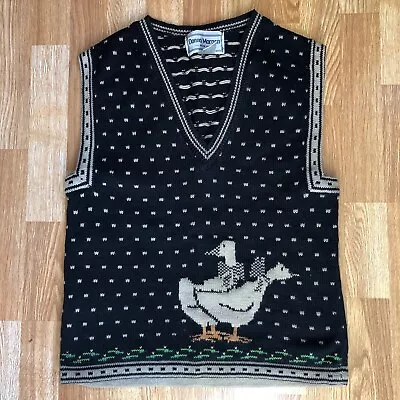 Vintage Knit Sweater Vest W Goose Duck Duckling Women's 8 V-neck Grandma-core • $17.99