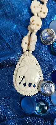 VTG  Handmade Bone Elephant Necklace • $15