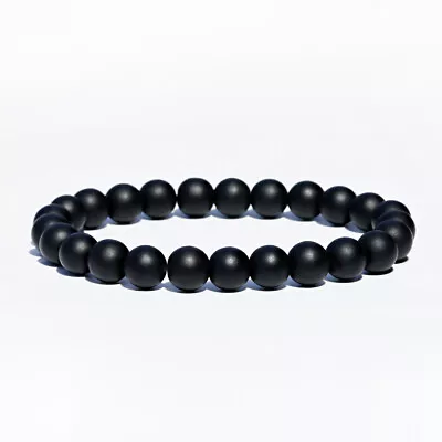 8MM Lava Stone Black Obsidian Agate Beaded Onyx Healing Men's Bracelet Set Gift • $6.99