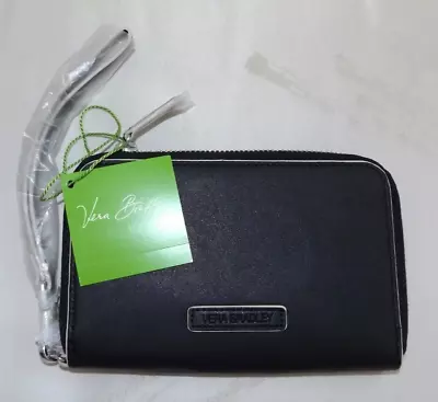 VERA BRADLEY Zip Around Wallet / Wristlet - Black Faux Leather - NWT • $22.95