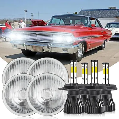 For Ford Galaxie 500 1962-1974 4pcs 5.75  5-3/4'' Round LED Headlights HALO DRL • $118.99