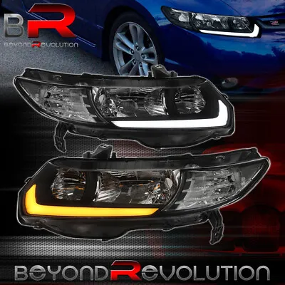 For 2006-2011 Civic 2DR LED DRL Sequential Turn Signal Headlight Assembly Black • $206.99