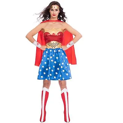Adult's Classic Wonder Woman Amazonian Warrior Superhero Fancy Dress Costume DC • £33.85