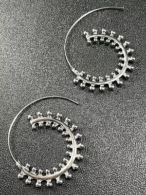 Vintage 2” Hook Silver Tone Metal Hoop Earrings • $4.99