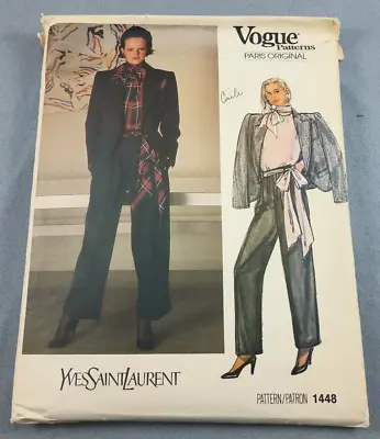 Yves Saint Laurent Paris Vogue Sewing Pattern #1448 Jacket Blouse Pants Bust 34 • $25.46