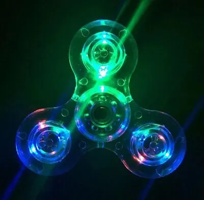 LED Light Up Fidget Spinner  Clear Fidget Toys 2 IN 1 Spinner • £3.60