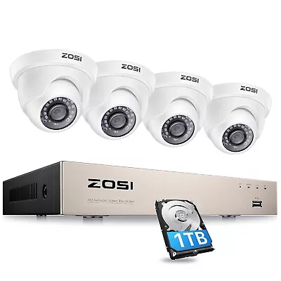 ZOSI CCTV 8CH 2MP POE Security Camera System Kit H.265+ 5MP NVR 1TB IP Camera • $92.99
