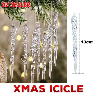 12/24pcs Christmas Droplet Icicle Ornaments DIY Hanging Xmas Tree Decor Party • $12.75