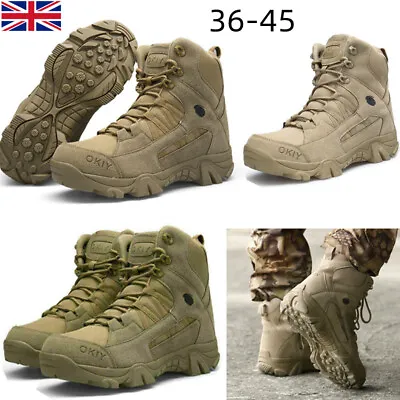 Mens Military Tactical Combat Hiking Boots Desert Training Shoes Outdoor UK6-10 • £35.89