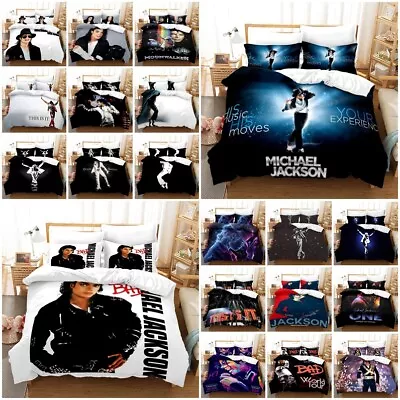 3D Michael Jackson Bedding Set 2/3PCS Duvet Cover Pillowcase Single Double UK • £26.39