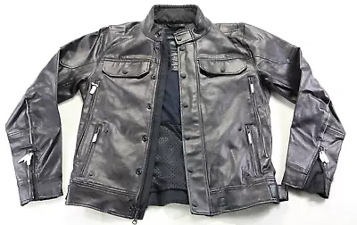 Harley Davidson Mens Coated Denim Jean Jacket M Black Label Armor Reflective Bar • $199