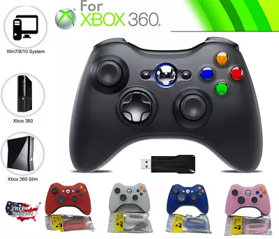 Wireless Controller For Microsoft Xbox 360 / 360 Slim / Windows PC 7/8/10 Black • $21.99