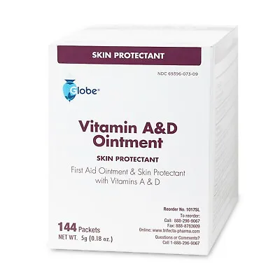 Globe Vitamin A & D Ointment | 144 X 5g Packs Skin Protectant With Vitamins A&D  • $13.99
